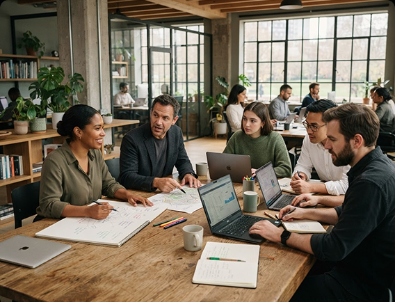 Flexible talent and workforce team meeting
